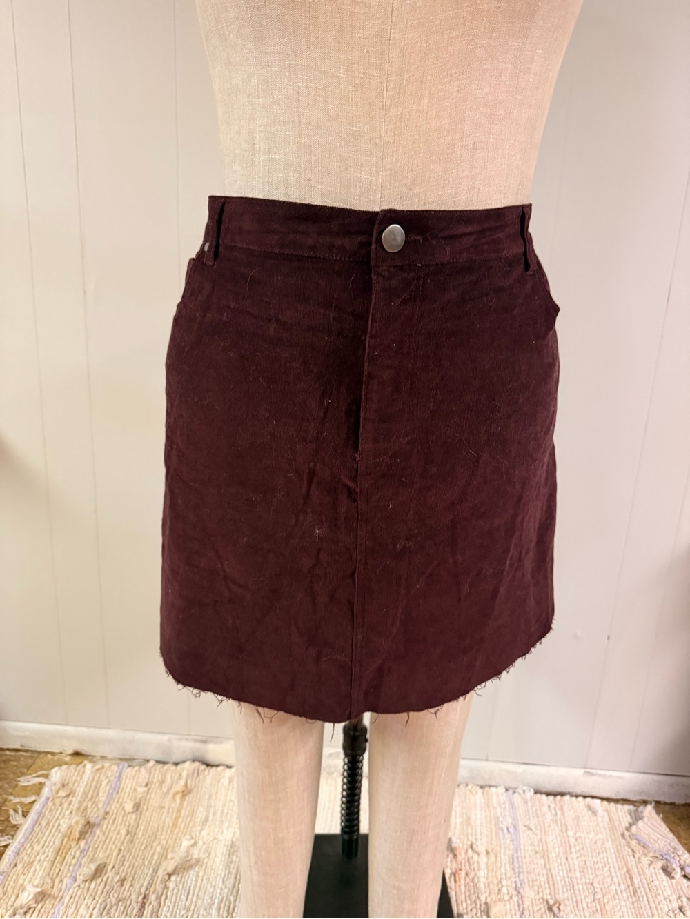 ARULA Burgundy Corduroy Mini Skirt